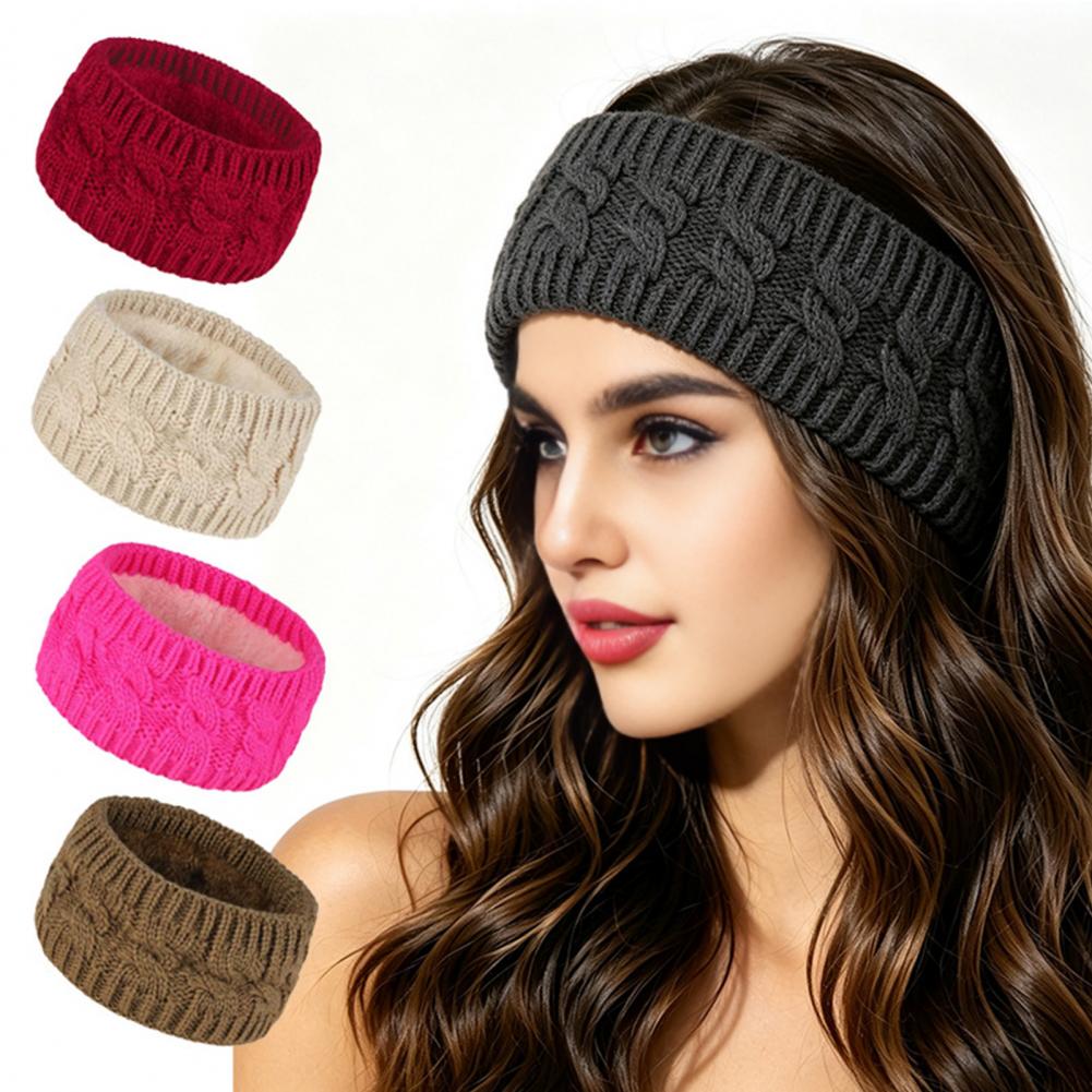 Fleece Ear Warmer Band - Elastic Knitted Hair Band Winter Ear